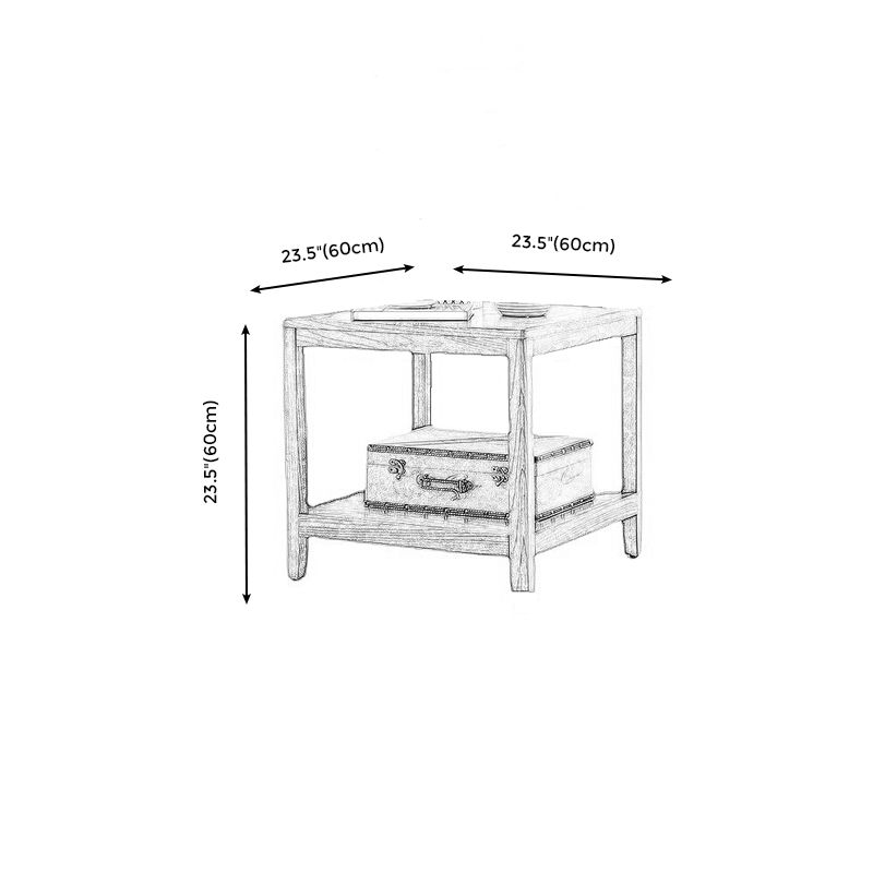Table de l'extrémité en bois tradiculal Table d'appoint canapé à double niveau pour le salon