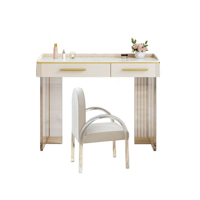 Tavolo da toeletta da top in pietra contemporanea con 2 cassetti e base acrilica