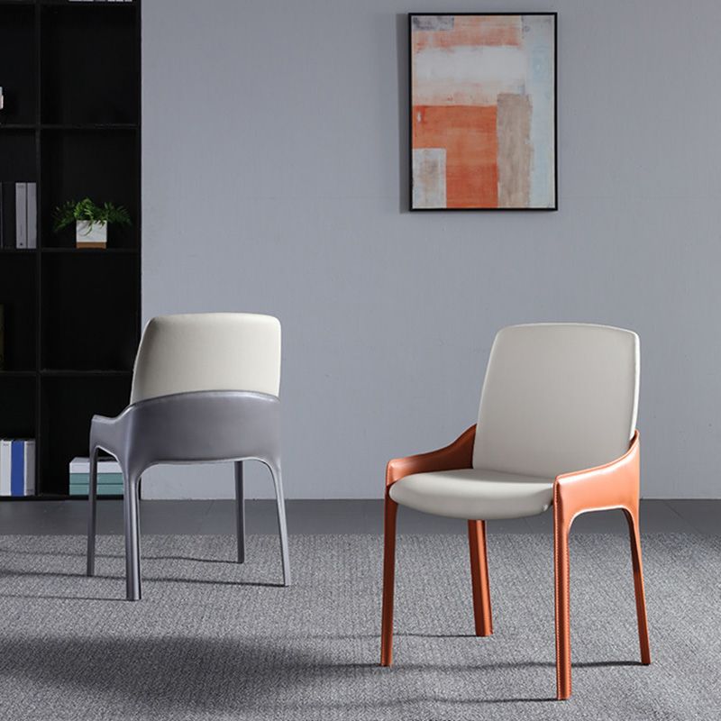 Eigentijdse metalen eetkamer stoel stoel faux lederen zijstoel voor eetkamer