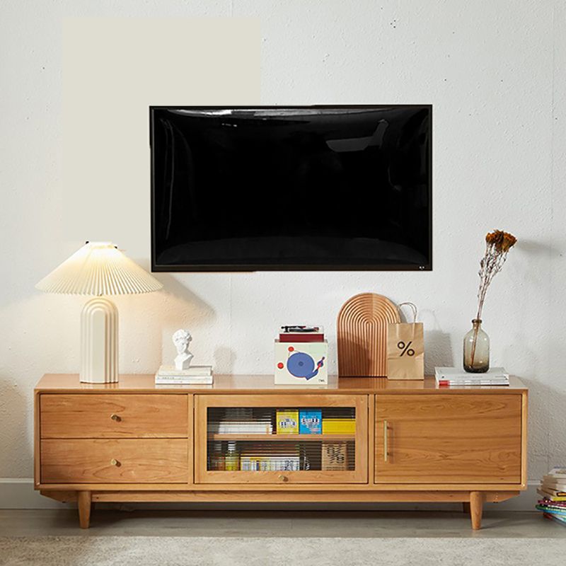 Scandinavian TV Media Console Solid Wood TV Stand for Living Room Clearhalo 'furn' 'furn_tv_stands_entertainment_centers' 'Furniture' 'Living Room Furniture' 'TV Stands & Entertainment Centers' 'TV Stands & Media Storage Furniture' 'tv_stands_entertainment_centers' 1200x1200_098c30e2-105e-4445-89fc-16a7ab5de635