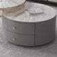 Drum Coffee Cocktail Table with 2 Storage Drawers Slate Top Round