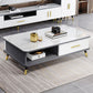 Modernism Rectangular Glass Top Coffee Table 1-Shelf 2-Drawer Cocktail Table Clearhalo 'Coffee & Accent Tables' 'Coffee Tables' 'coffee_tables' 'furn' 'furn_coffee_tables' 'Furniture' 'Living Room Furniture' 1200x1200_098e323b-7e84-40fc-80e8-068dfadf6b99