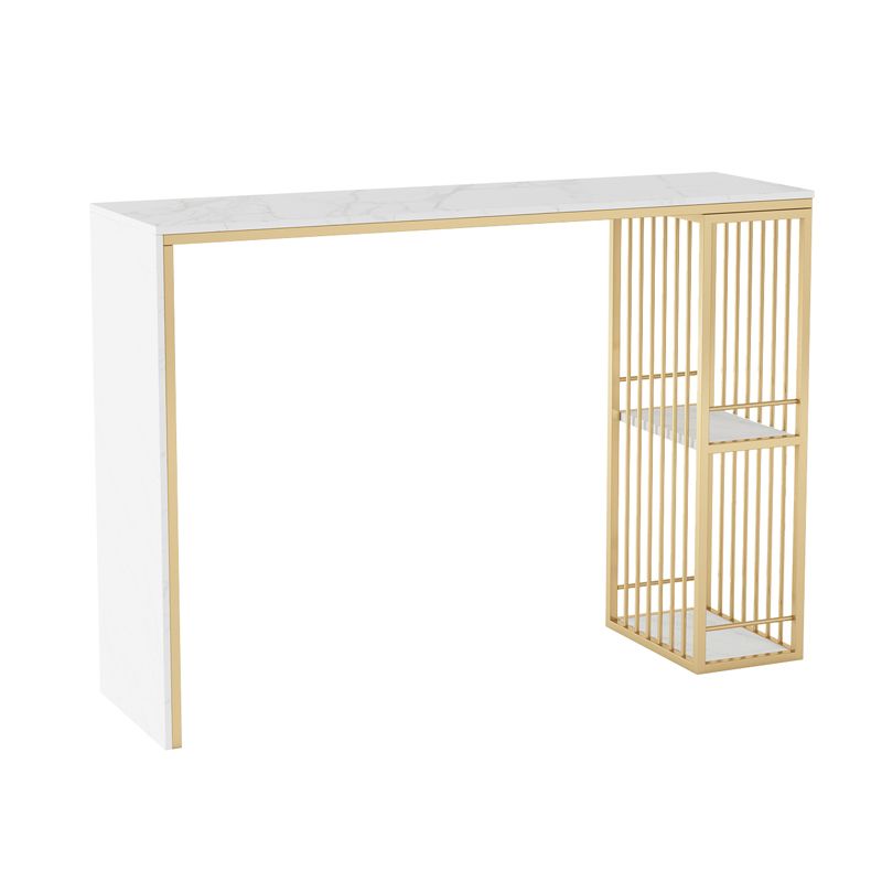Tavolo da bar in stile glam in finta tavolo da pranzo in marmo con scaffale