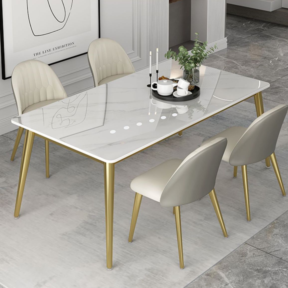 Traditional Luxury 4 Legs Furniture Stone Dining Table for Dining Room Clearhalo 'Dining Tables & Seating' 'Dining Tables' 'dining_table' 'furn' 'furn_dining_table' 'Furniture' 'Kitchen & Dining Furniture' 1200x1200_09901e64-7aeb-4b69-bb5d-c8c8b42a4296