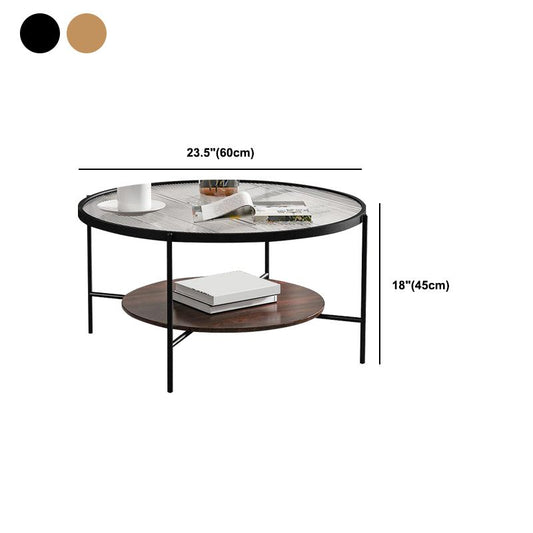 Modern Style Round Toughened Glass Table Metal 4 Legs Base Coffee Table Clearhalo 'Coffee & Accent Tables' 'Coffee Tables' 'coffee_tables' 'furn' 'furn_coffee_tables' 'Furniture' 'Living Room Furniture' 1200x1200_0990a80f-0f1f-4818-8753-a21a1e6f157f