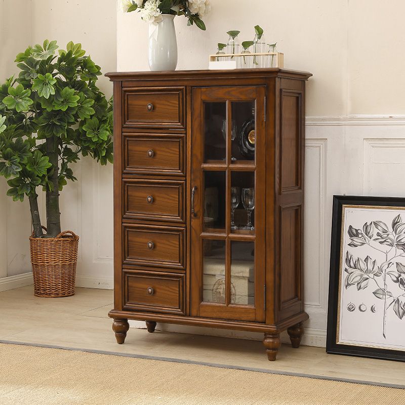 Traditional Ash Display Stand Glass Doors Standard Display Cabinet for Living Room
