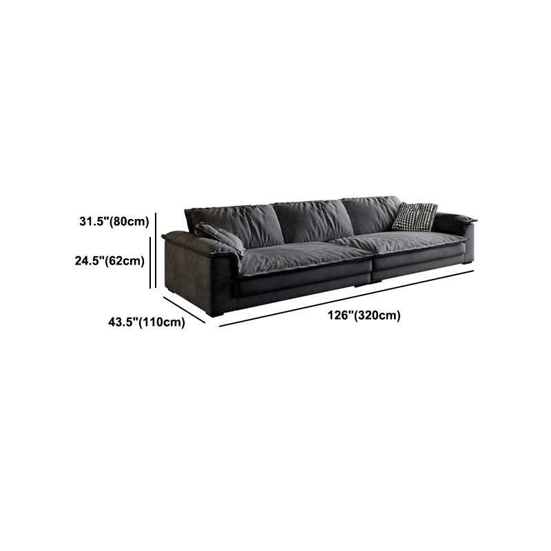 Stain-Resistant Dark Gray Contemporary Square Arm Solid Wood Sofa