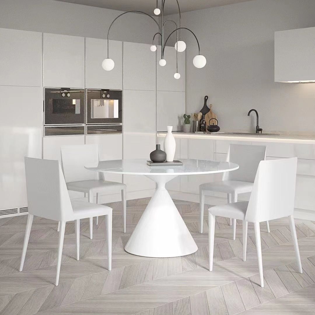 Contemporary Round Dining Table Sintered Stone Table with Metal Leg for Home Use Clearhalo 'Dining Tables & Seating' 'Dining Tables' 'dining_table' 'furn' 'furn_dining_table' 'Furniture' 'Kitchen & Dining Furniture' 1200x1200_09945a67-7b92-4f03-b316-db80767e5859