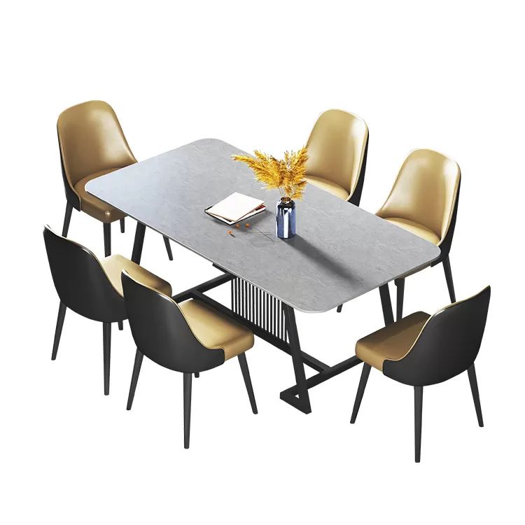 Modern 1/2/5/7 Pieces Dining Set Sintered Stone Dining Table Set with Leather Chairs Clearhalo 'Dining Room Sets' 'Dining Tables & Seating' 'dining_room_set' 'furn' 'furn_dining_room_set' 'Furniture' 'furniture_dining_room_set' 'Kitchen & Dining Furniture' 'kitchen&dining_furn' 'kitchen' 1200x1200_09959495-e385-45b1-acd2-5e5dfea00ac1