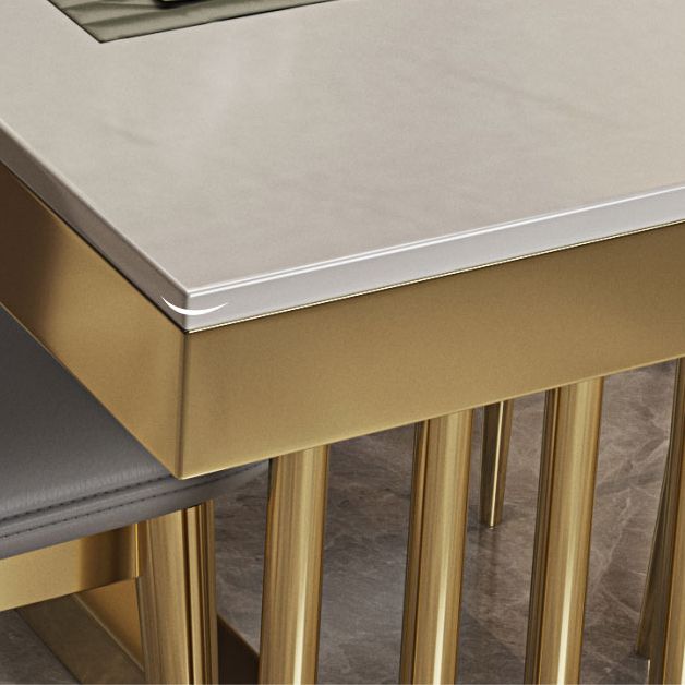 Glam Standard Kitchen Dining Table White Sintered Stone Dining Table with Trestle Base Clearhalo ' dining_table' 'Dining Tables & Seating' 'Dining Tables' 'furn' 'furn_dining_table' 'Furniture' 'furniture_dining_table' 'Kitchen & Dining Furniture' 'kitchen&dining_furn' 'kitchen' 'kitchen_dining_table' 1200x1200_0997f7f2-c612-4757-8b55-09954c693960
