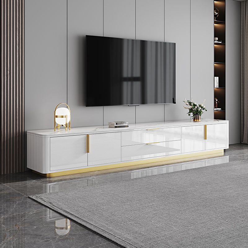 Console multimediale per TV Glam da 16" W, contenitore chiuso, console multimediale per TV con cassetti