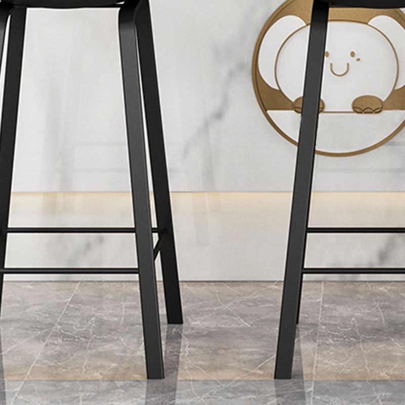 Modern Plastic and Metal Counter Stool Footrest Bucket Backrest Counter-height Stool