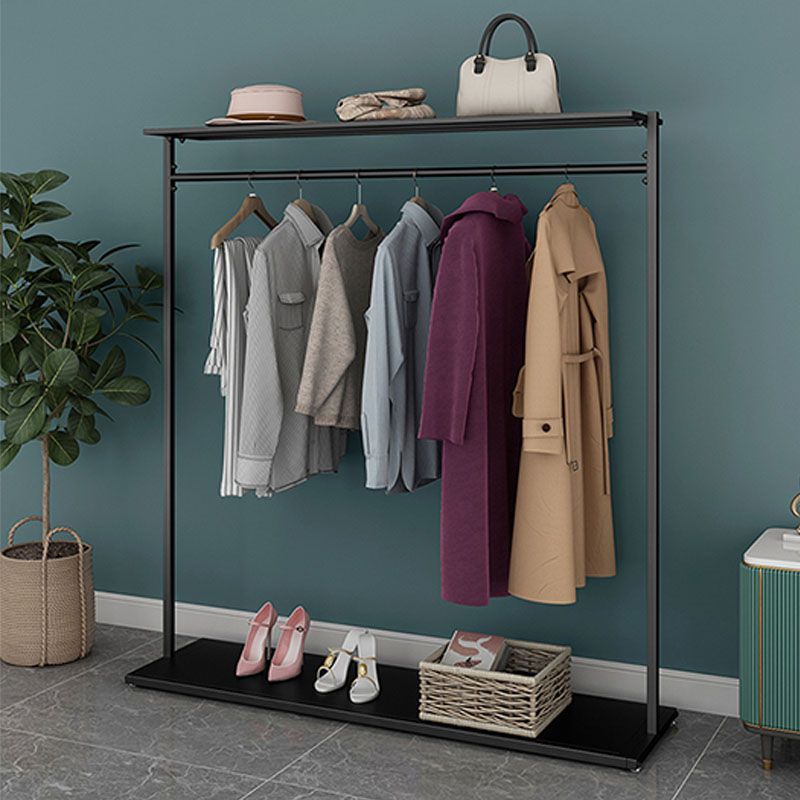 Rack de manteau simple pure couleur métallique en manteau autoportant avec étagères avec étagères