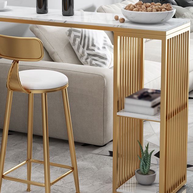 Marble Bistro Bar Desk with Rectangle Table Top Double Pedestal Table - 41.3" H Clearhalo 'Bar Furniture' 'Bar Tables' 'bar_tables' 'furn' 'furn_bar_tables' 'Furniture' 'furniture_bar_tables' 'Kitchen & Dining Furniture' 1200x1200_0999d4e7-04da-4a83-9914-d820bb01645e