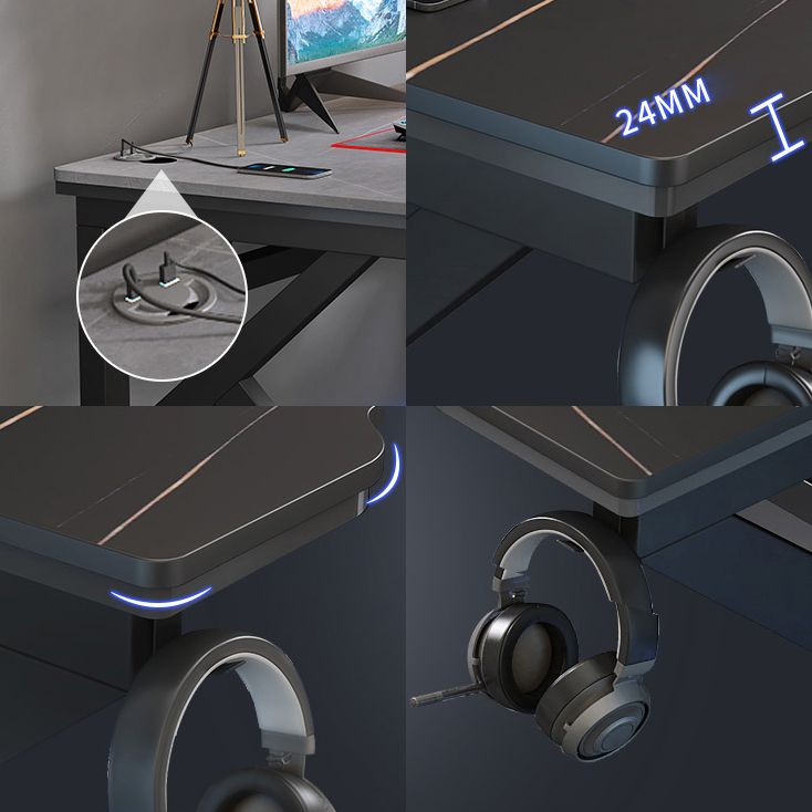 Scrivania da gioco in pietra industriale 29.53 "scrivania alta con base a slitta