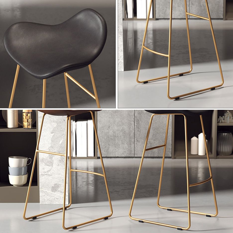 Glam Leather Bar Stools Patio Bar Stool with Iron Legs and Low Back Clearhalo 'Bar Furniture' 'Bar Stools' 'bar_stools' 'furn' 'furn_bar_stools' 'furniture_bar_stools' 'Kitchen & Dining Furniture' 'kitchen&dining_furn' 'kitchen' 'kitchen_furn' Furniture' 1200x1200_099bd5e2-b468-49fb-b7d4-fdf0e1651162