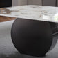 Mesa de centro rectangular de mármol blanco Mesa de cóctel redonda moderna