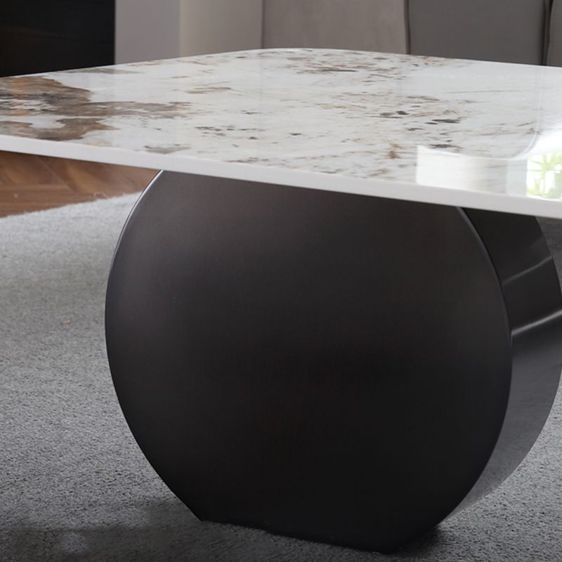 Mesa de centro rectangular de mármol blanco Mesa de cóctel redonda moderna