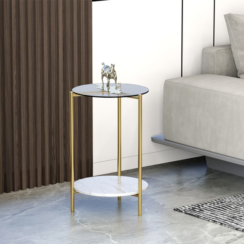 23.62 "Mesa lateral de altura Modernismo Gold Glass Top Table