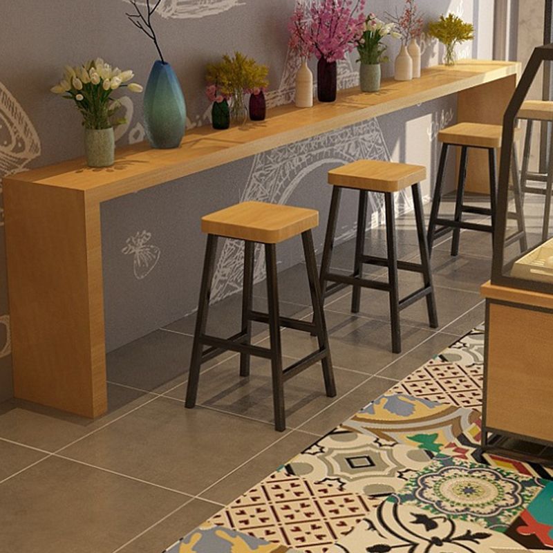 Backless Solid Wood Bar Stool Contemporary Natural Stool with Metal Legs Clearhalo 'Bar Furniture' 'Bar Stools' 'bar_stools' 'furn' 'furn_bar_stools' 'Furniture' 'Kitchen & Dining Furniture' 1200x1200_099f0c65-1f20-437c-84d4-0ddbe52e12e9