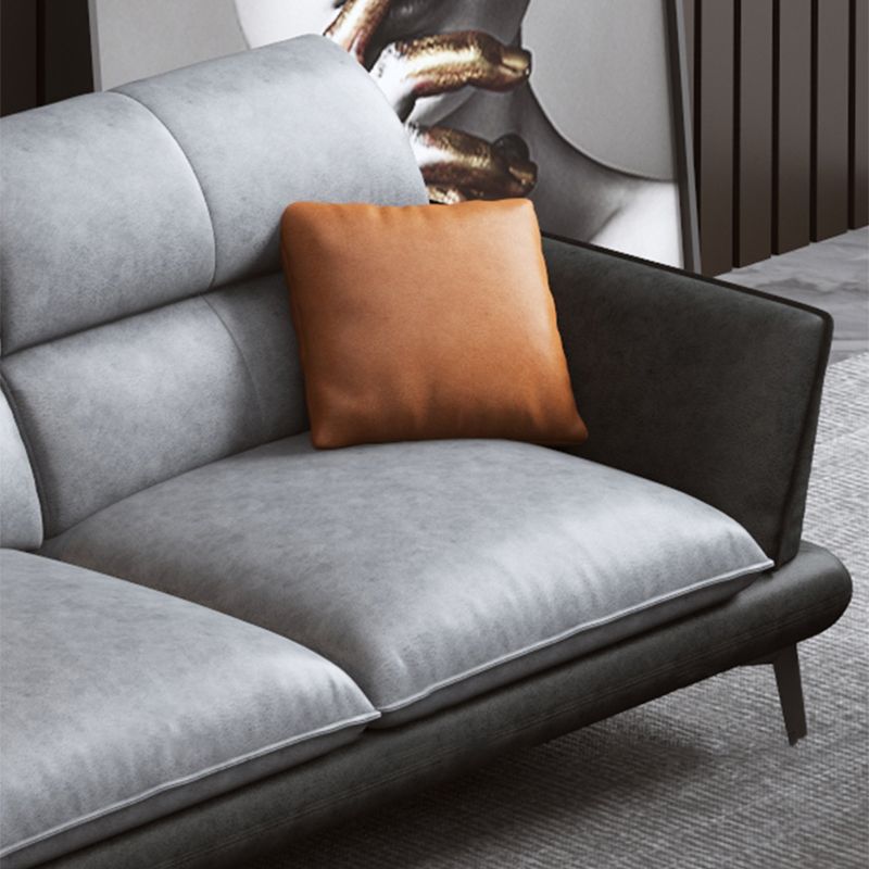 Flared Arm Sofa & Chaise Modern Faux Leather Sofa in Dark Grey Clearhalo 'furn' 'furn_sectionals' 'Furniture' 'Living Room Furniture' 'Sectionals' 1200x1200_099f27a2-b3d7-419e-93a0-535689603b56