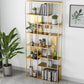 Home Office Etagere Bookcase Modern Metal Bookshelf with Rectangle Shelves