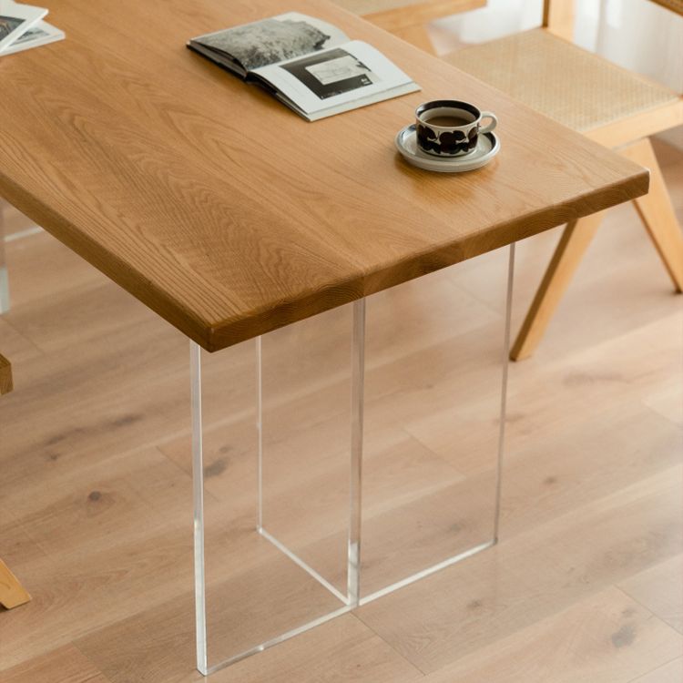 Modern Solid Wood Dining Table Natural Oak Rectangular Top with Double Pedestal Clearhalo 'Dining Tables & Seating' 'Dining Tables' 'dining_table' 'furn' 'furn_dining_table' 'Furniture' 'Kitchen & Dining Furniture' 1200x1200_09a153f8-95e8-447f-9843-573aa16f1b2a