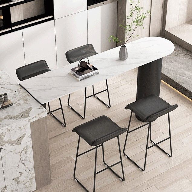 Cafe and Break-room Bistro Accent Dining Table Modern Stone Double Pedestal Counter Table Clearhalo 'Bar Furniture' 'Bar Tables' 'bar_tables' 'furn' 'furn_bar_tables' 'Furniture' 'furniture_bar_tables' 'Kitchen & Dining Furniture' 'kitchen&dining_furn' 'kitchen' 1200x1200_09a47a0d-0d5c-4246-ad80-5ce871db3f41