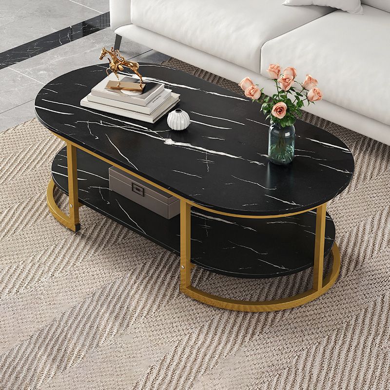 Glam Style Coffee Table Oval Slate Single Coffee Cocktail Table Clearhalo 'Coffee & Accent Tables' 'Coffee Tables' 'coffee_tables' 'furn' 'furn_coffee_tables' 'Furniture' 'Living Room Furniture' 1200x1200_09a5f8e2-bfa9-49b4-af34-5a897c171e8c