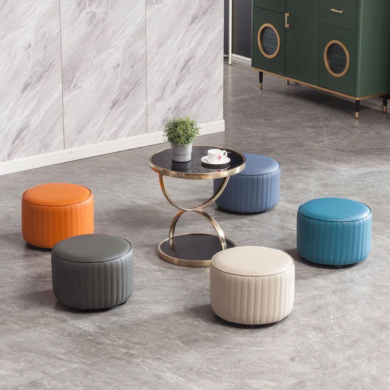 Leather Standard Stool Modern Style Simple Household Round Footstool Clearhalo 'furn' 'furn_ottomans_poufs' 'Furniture' 'Living Room Furniture' 'Ottomans & Poufs' 'ottomans_poufs' 1200x1200_09a92a76-16be-4e2d-b985-0b1492786ffc