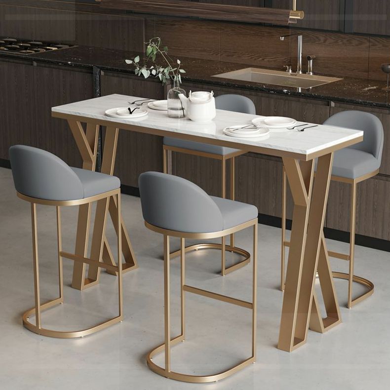 1/5 pièces Glam Glam Bar Table Set Rectangle Bistro Set avec un faux marbre blanc