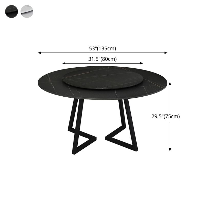 Sintered Stone Dining Table Round Modern Dining Table with Black Frame Clearhalo ' dining_table' 'Dining Tables & Seating' 'Dining Tables' 'furn' 'furn_dining_table' 'Furniture' 'furniture_dining_table' 'Kitchen & Dining Furniture' 'kitchen&dining_furn' 'kitchen' 'kitchen_dining_table' 1200x1200_09aa7f36-605b-4028-aed7-5adb451e1ead