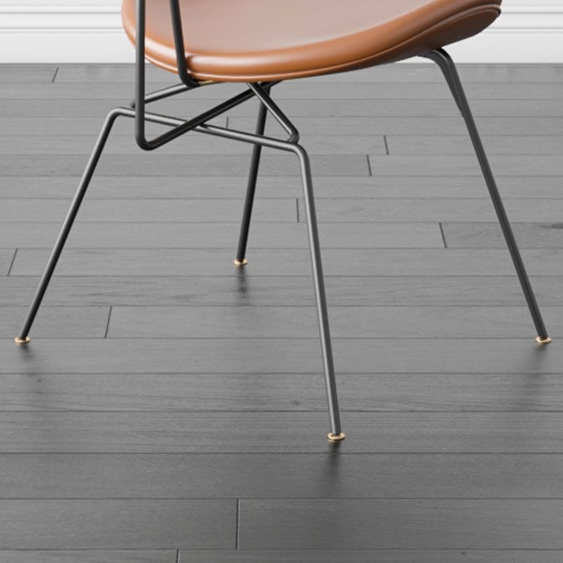 Industrial Style Armless Chair Open Back Side Leather Chair with Metal Base