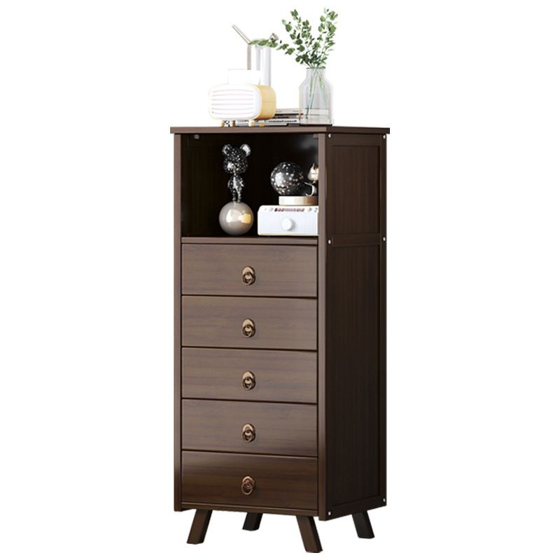 Mid-Century Accent Chest with Shelf and Drawers and Straight Legs