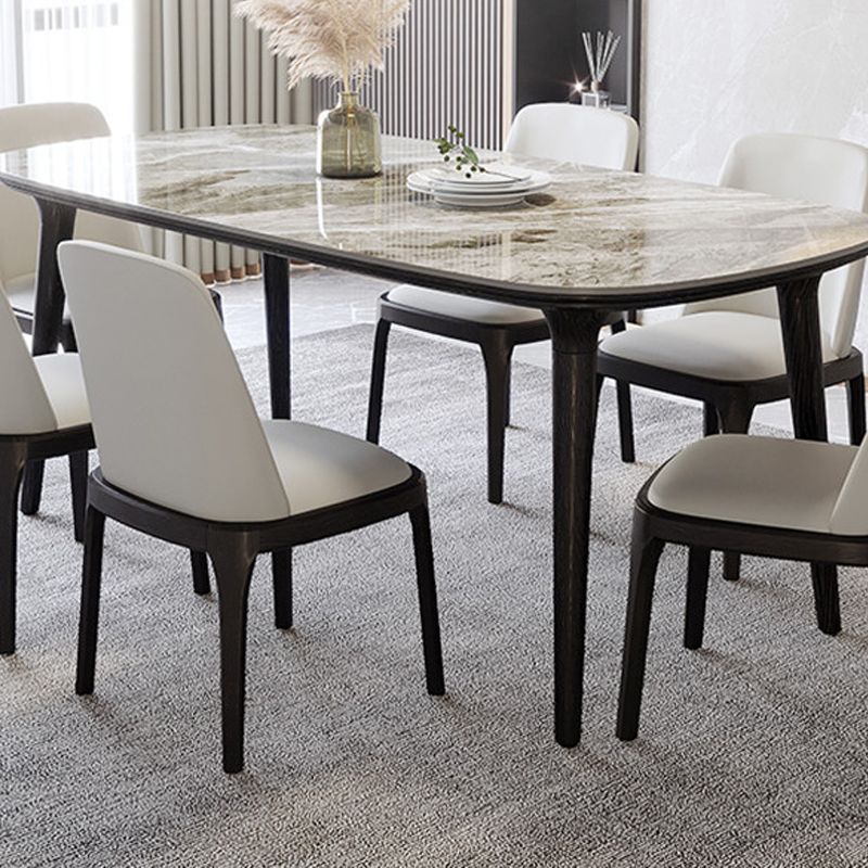 Industrial Sintered Stone Top Dining Table Rectangle Dinette Table with Wooden Base Clearhalo 'Dining Tables & Seating' 'Dining Tables' 'dining_table' 'furn' 'furn_dining_table' 'Furniture' 'Kitchen & Dining Furniture' 1200x1200_09abe593-cc70-4763-b187-3e27e2c70e02