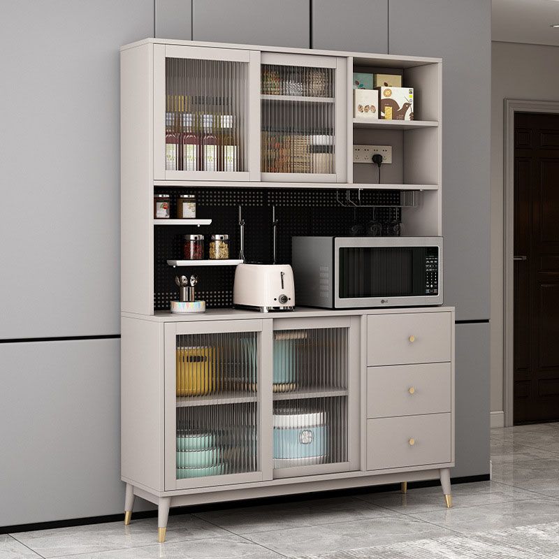 Ultra Modern Glass Doors Dining Hutch Faux Wood Storage Cabinet for Dining Room Clearhalo 'Display & China Cabinets' 'display_china_cabinets' 'furn' 'furn_display_china_cabinets' 'Furniture' 'Kitchen & Dining Furniture' 1200x1200_09ad0edf-ebb1-4218-9534-598480c083d9