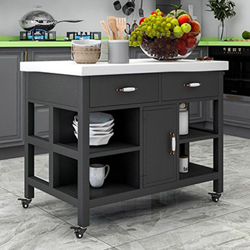 Rectangular Kitchen Trolley Modern Dining Room Prep Table with Drawer Clearhalo 'furn' 'furn_kitchen_islands_carts' 'Furniture' 'Kitchen & Dining Furniture' 'Kitchen Islands & Carts' 'kitchen_islands_carts' 1200x1200_09aec03a-5549-4bb6-8374-34d1a45f2fda