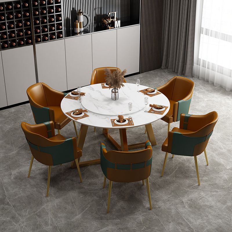 Glam 1/7 Pieces Dining Set Circular Stone Dining Table for Dining Room Clearhalo 'Dining Room Sets' 'Dining Tables & Seating' 'dining_room_set' 'furn' 'furn_dining_room_set' 'Furniture' 'furniture_dining_room_set' 'Kitchen & Dining Furniture' 1200x1200_09afa286-78c7-408a-8954-32ca2ce9dfb0
