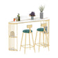 Oval Sintered Stone Bar Table Traditional Luxury Dining Table with Storage Shelves