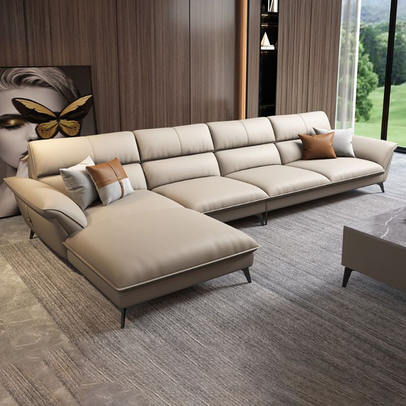 Glam Stationaire woonkamer Wandelde armkussens Faux Lederen Sofa Chaise