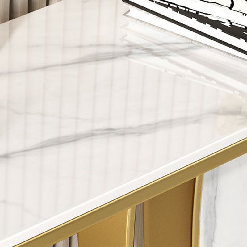 Mesa de acento de hierro de Glam Stone Mesa de sofá de la consola de media luna para Hall