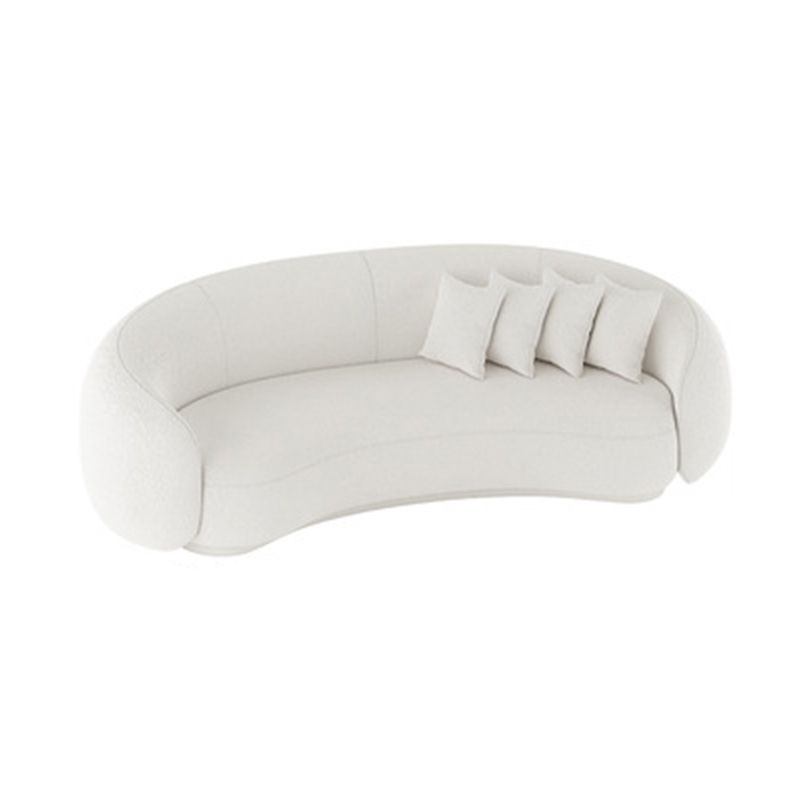 Contemporary Sloped Arm Sofa 25.6" H Curved Back Wool Sofa in White