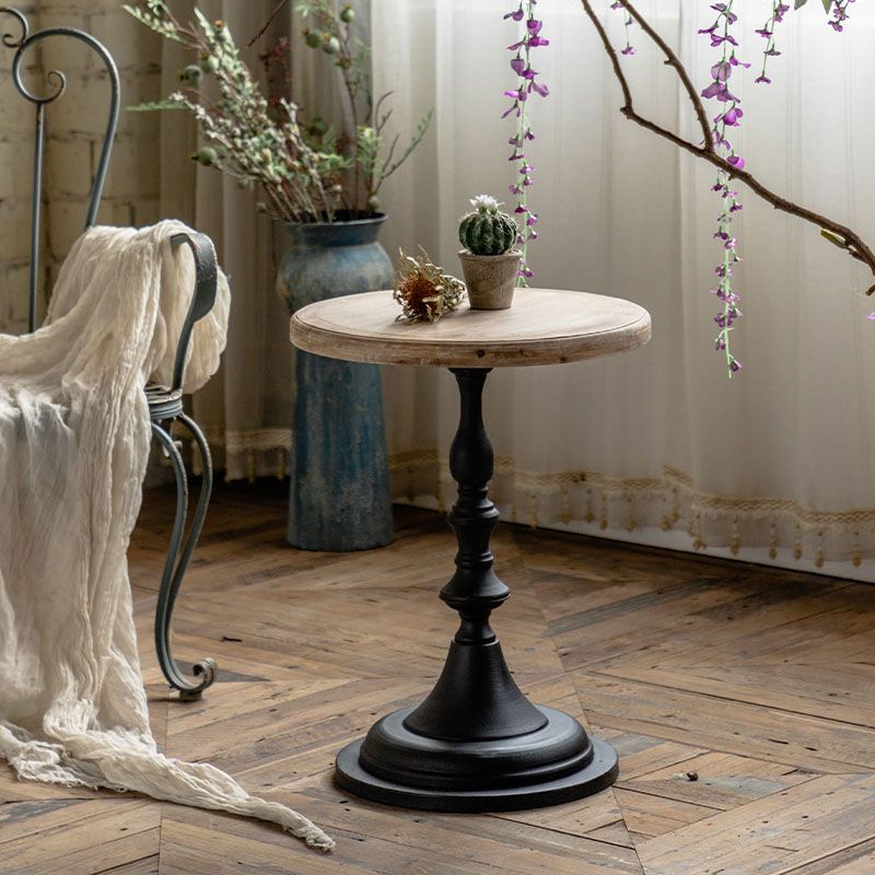 Wood Round Top Side Table Iron Pedestal End Table - Distressed Surface Treatment Clearhalo 'Coffee & Accent Tables' 'End & Side Tables' 'end_side_tables' 'furn' 'furn_end_side_tables' 'Furniture' 'Living Room Furniture' 1200x1200_09b7a526-e31b-4dae-a78a-c1bf385df27f