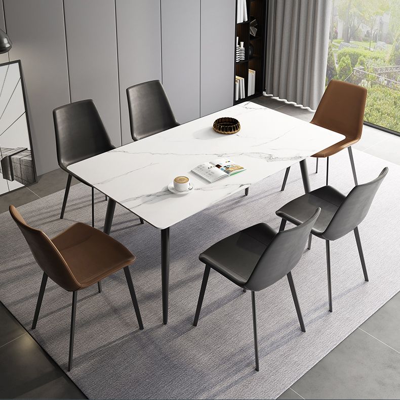 Moderne eetkamerset 1/4/7-delige gesinterde stenen tafel met vleugelstoelen