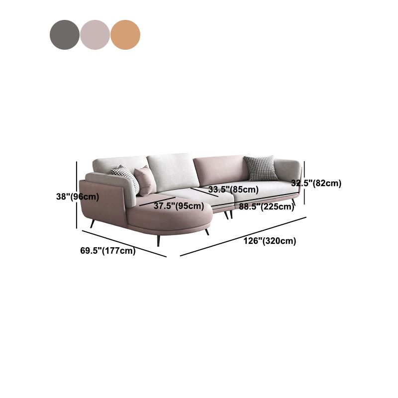 Nordic Faux Leather Living Room Stationary Pillow Top Arm Sofa Chaise Clearhalo 'furn' 'furn_sectionals' 'Furniture' 'Living Room Furniture' 'Sectionals' 1200x1200_09b9a354-1791-4bb9-a5b8-286e8ccb125e