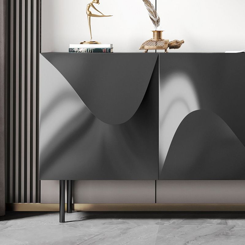 Modern Buffet Table Faux Wood Sideboard Table with Doors for Kitchen Clearhalo 'buffet_sideboard' 'Buffets & Sideboards' 'furn' 'furn_buffet_sideboard' 'Furniture' 'Kitchen & Dining Furniture' 1200x1200_09ba0635-d434-489b-8392-4fcd9b1cf741