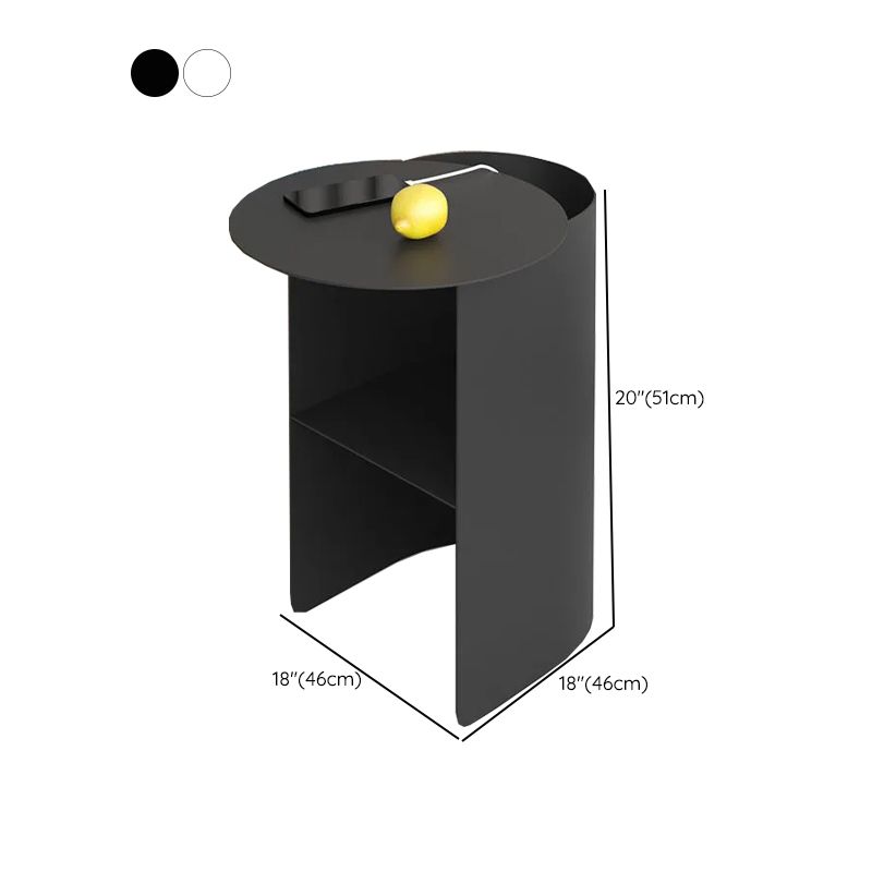 棚付きのミッドセンチュリーラウンドサイドテーブルステンレス鋼エンドスライドテーブル