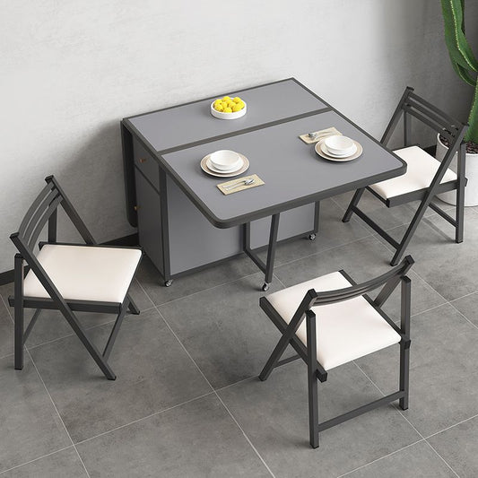 Rectangle Dining Table Set 1/4/5/7 Pcs Folding Table and Chairs with Metal Frame