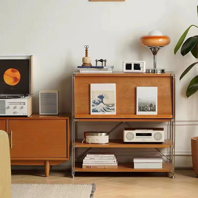 Industrial Accent Cabinet with 2 Shelves and 1 Door in Solid Wood Clearhalo 'Cabinets & Chests' 'cabinets_chests' 'furn' 'furn_cabinets_chests' 'Furniture' 'Living Room Furniture' 1200x1200_09becc58-bf5b-42b0-a10a-36db14a2cdac