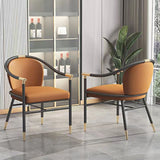Glam Faux Leather Dining Chairs Metal Arm Dining Chairs for Restaurant Use